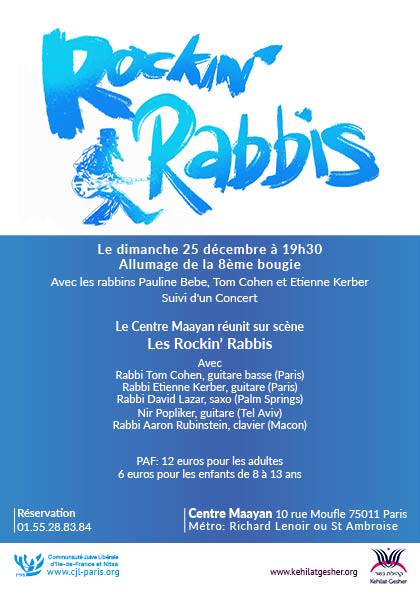 Affiche du concert de Hannouka 2022 avec les Rocjing Rabbis